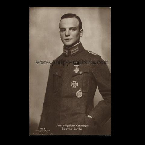 Kaiserliche Fliegerei -  Leutnant Jacobs 'Unser erfolgreicher Kampfflieger'(Sanke-Fotopostkarte Nr.622) 