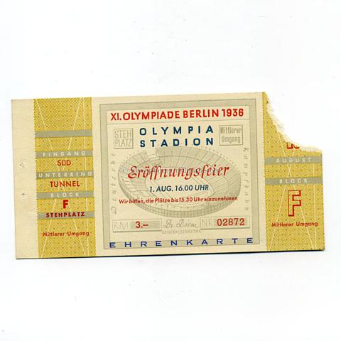Olympiade Berlin 1936 - Eintrittskarte ' Eröffnungsfeier ' am 1.August 