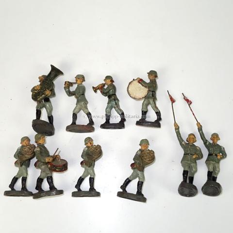 Elastolin - Musikzug mit 10 Massefiguren, Soldaten (Musiker)