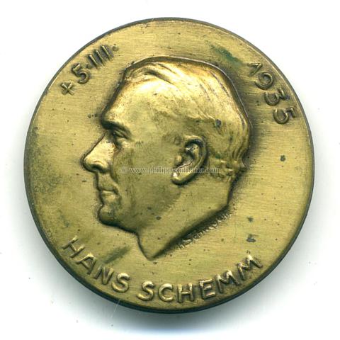 Erinnerungplakette Hans Schemm + 5.III.1935 - Veranstaltungsabzeichen