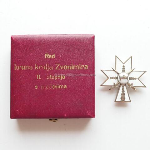 Kroatien Orden der Krone König Zvonimirs 2. Klasse mit Schwertern im Verleihungsetui