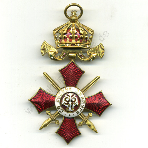 Königreich Bulgarien - Militärverdienst-Orden - IV. Klasse Offizierskreuz mit Krone und Schwertern