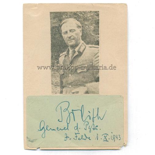 BREITH, Hermann als Generalmajor, eigenhändige Unterschrift unter Zeitungsfoto