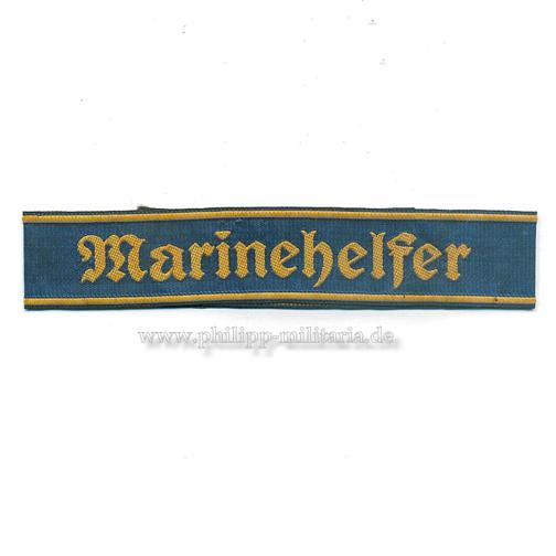 Ärmelband ' Marinehelfer ' für Oberhelfer im Dienst der Kriegsmarine - Hitlerjugend / Marine HJ