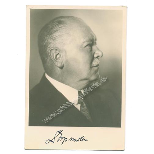 DORPMÜLLER, Julius Heinrich, Reichsverkehrsminister, eighändige Unterschrift auf Kartenfoto 
