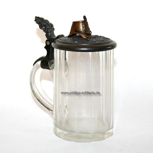 Bierkrug / Glaskrug zum Andenken an das Königspreisschießen 1903
