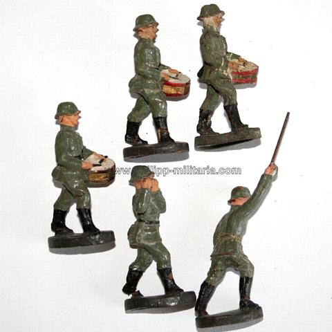 Duro - Lot mit 5 Soldaten (Musiker) - alte Massefiguren