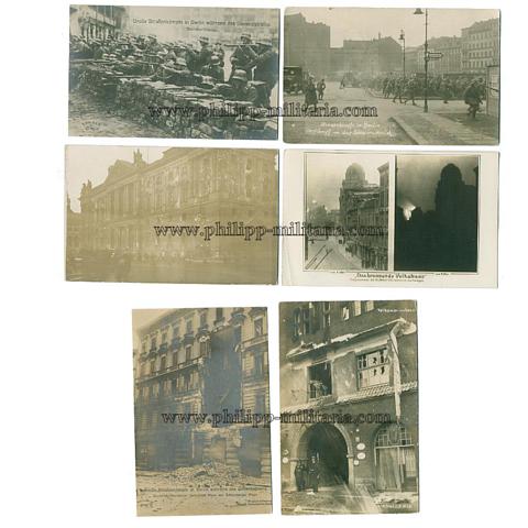 Freikorps - 6 Fotopostkarten von den Strassenkämpfen in Berlin