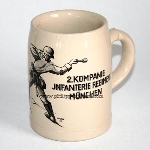 Bierkrug 'Weihnachten 1934 - 2.Kompanie Infanterie Regiment München' - Wehrmacht