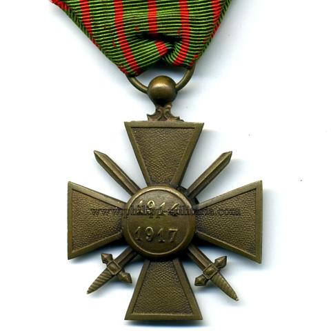 Frankreich - Kriegskreuz mit Schwertern 'Croix de Guerre' 1914-17