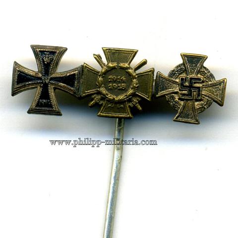 Miniaturspange mit 3 Auszeichnungen 1. Weltkrieg