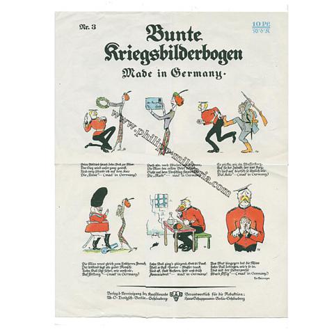 Propagandablatt 1. Weltkrieg - Bunte Kriegsbilderbogen Made in Germany 