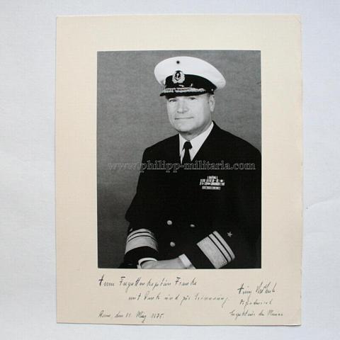 Bundeswehr - KÜHNLE, Heinz (Heinrich),  Vizeadmiral und Inspekteur der Marine  - Geschenkbild mit Widmung an einen Fregattenkapitän