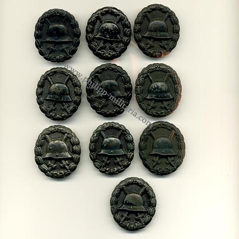 Verwundetenabzeichen 1. Weltkrieg in Schwarz - Lot mit 10 Stücken