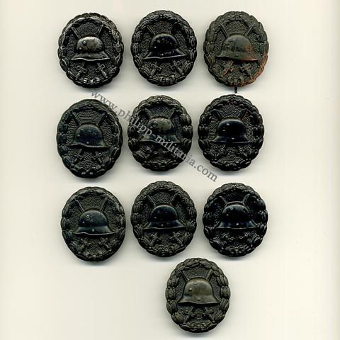 Verwundetenabzeichen 1. Weltkrieg in Schwarz - Lot mit 10 Stücken