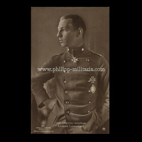 Kaiserliche Fliegerei -  Leutnant Loewenhardt - Träger des Pour le Mérite (Sanke-Fotopostkarte Nr.641) 