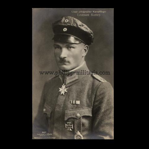 Kaiserliche Fliegerei -  Leutnant Rumey - Träger des Pour le Mérite (Sanke-Fotopostkarte Nr.667) 