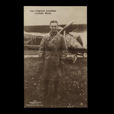 Kaiserliche Fliegerei -  Leutnant Blume 'Unser erfolgreicher Kampfflieger'(Sanke-Fotopostkarte Nr.675) 