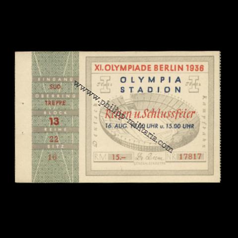Olympiade Berlin 1936 - Eintrittskarte ' Reiten ' und ' Schlussfeier '  