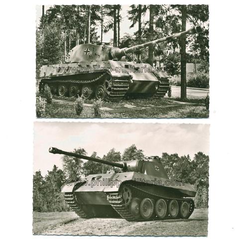 Bundeswehr - Panzermuseum Munster - 2 Postkarten mit deutschen Panzern Panther und Tieger