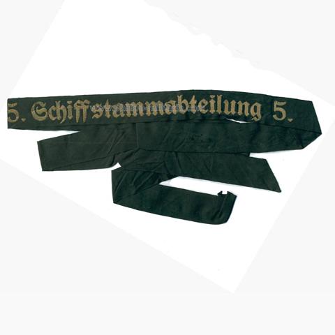 Kriegsmarine Mützenband '5.Schiffstammabteilung 5.'