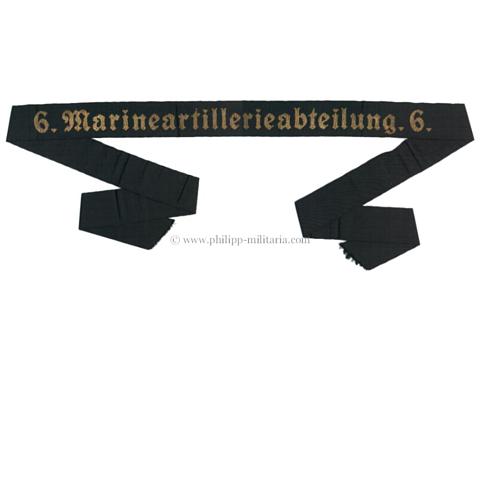 Kriegsmarine Mützenband '6.Marineartillerieabteilung 6.'