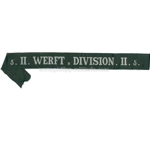 Kaiserliche Marine Mützenband '5.II. Werft-Division.II.5.'