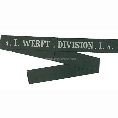 Kaiserliche Marine Mützenband '4.I.Werft-Division.4.I.'