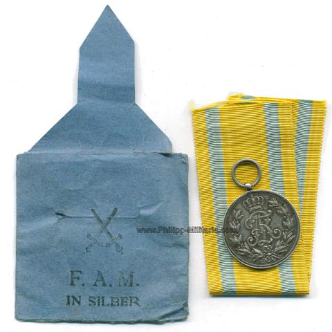 Königreich Sachsen, Friedrich August Medaille in Silber in Verleihungstüte