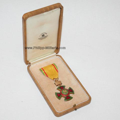 Äthiopien - Orden Kaiser Menelik, Offizierskreuz im Verleihungsetui mit Verleihungsurkunde und Tragegenemigung