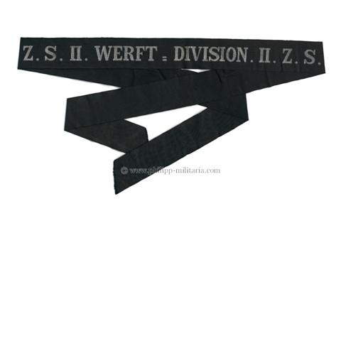 Kaiserliche Marine Mützenband 'Z.S.II. Werft-Division.II.Z.S.'S.M.S. Hansa'