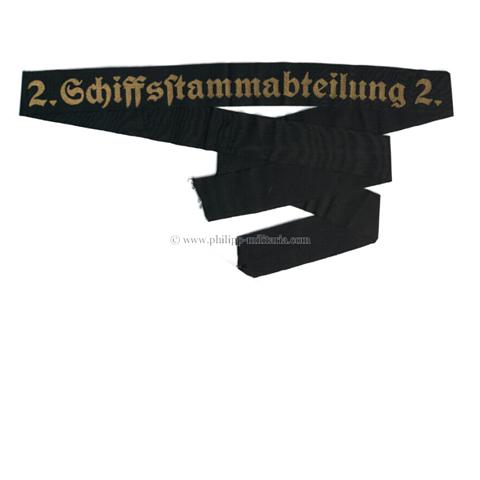 Kriegsmarine Mützenband '2. Schiffstammabteilung 2.'