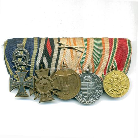 Ordensspange mit 5 Auszeichnungen eines braunschweiger Weltkrieg 1914/18 Kämpfers
