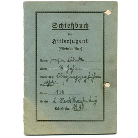 Schießbuch der Hitlerjugend (Kleinkaliber) - mit Verleihung der 'HJ.-Schießauszeichnung für Schützen'