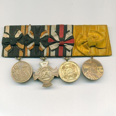 Ordensspange mit 4 Auszeichnungen 1864 / 1866 / 1870/71 / 1897