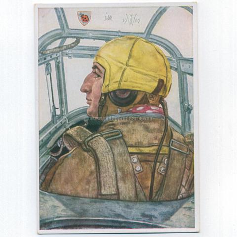 FALCK, Hauptmann, Staffelkapitän einer erfolgreichen Jagdstaffel - Willrich-Künstlerkarte