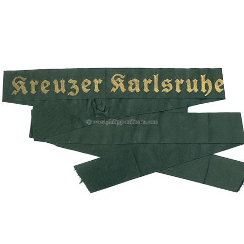 Kriegsmarine Mützenband 'Kreuzer Karlsruhe'