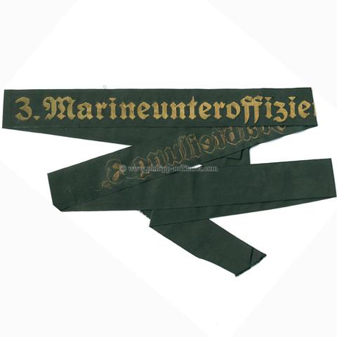 Kriegsmarine Mützenband '3.Marineunteroffizierlehrabteilung 3.'