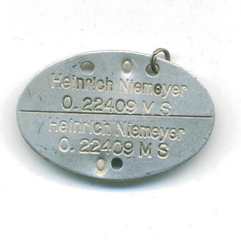 Kriegsmarine - Erkennungsmarke des U-Boot Kommandanten Heinrich Niemeyer, Kommandant U 547, U 3532, U 1233