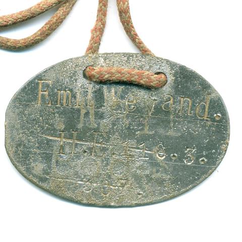 Erkennungsmarke 'Emil Weyand H.F.118.3. / 118.R.2.669.'