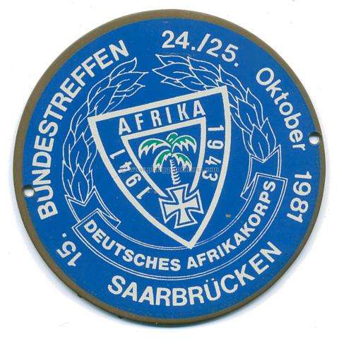 Deutsches Afrika-Korps, Plakette zum 15. Bundestreffen Saarbrücken 24.-25.Oktober 1981