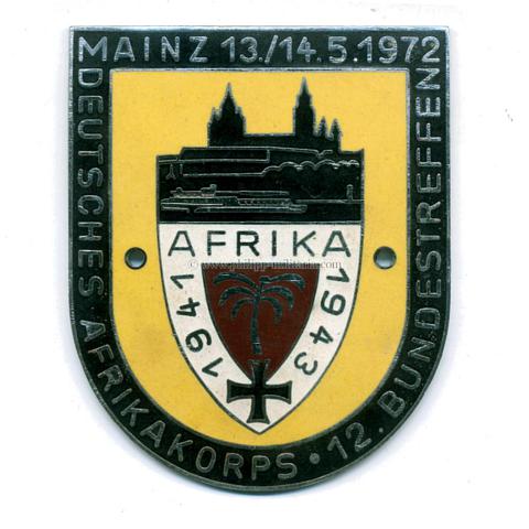 Deutsches Afrika-Korps - Plakette 12. Bundestreffen Mainz 13./14.5.1972