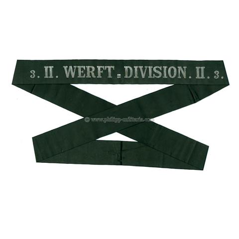 Kaiserliche Marine Mützenband '3.II.Werft=Division.3.II.'