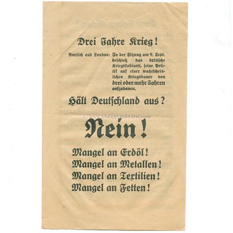 Alliiertes Propagandaflugblatt - 2.Weltkrieg