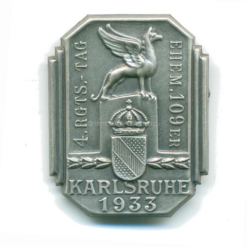4. Rgts.-Tag ehem.109er Karlsruhe 1933 - Veranstaltungsabzeichen