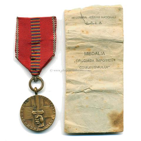 Rumänien Medaille-Kreuzzug gegen den Kommunismus 1941 mit der original Verleihungstüte