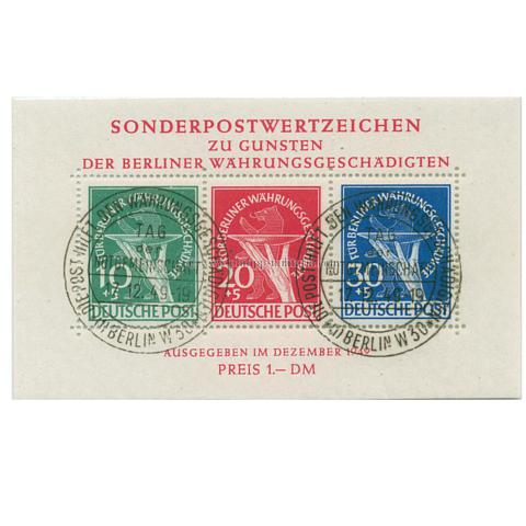 Berlin, Block 1 - Für Berliner Währungsgeschädigte - gestempelt mit Ersttagssonderstempel 17.12.1949
