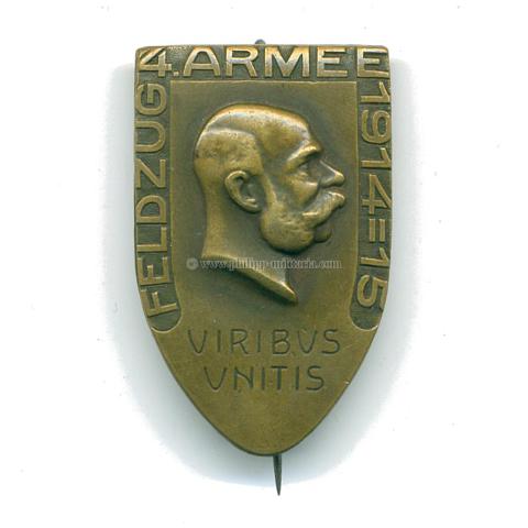 Österreich K.u.K. Kappenabzeichen, ' FELDZUG 4. ARMEE 1914-1915 - VIRIBUS UNITIS'