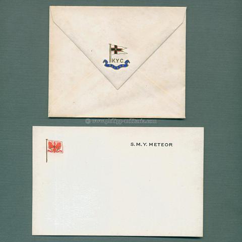 Briefkarte 'S.M.Y.METEOR' und Umschlag Kaiser Wilhem II.