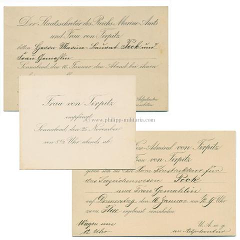 Einladungskarten Admiral von Tirpitz um 1900